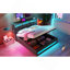 Lit plateforme tapissier double avec système de rangement hydraulique, chargement DEL et USB, gris (sans matelas)-1912022806