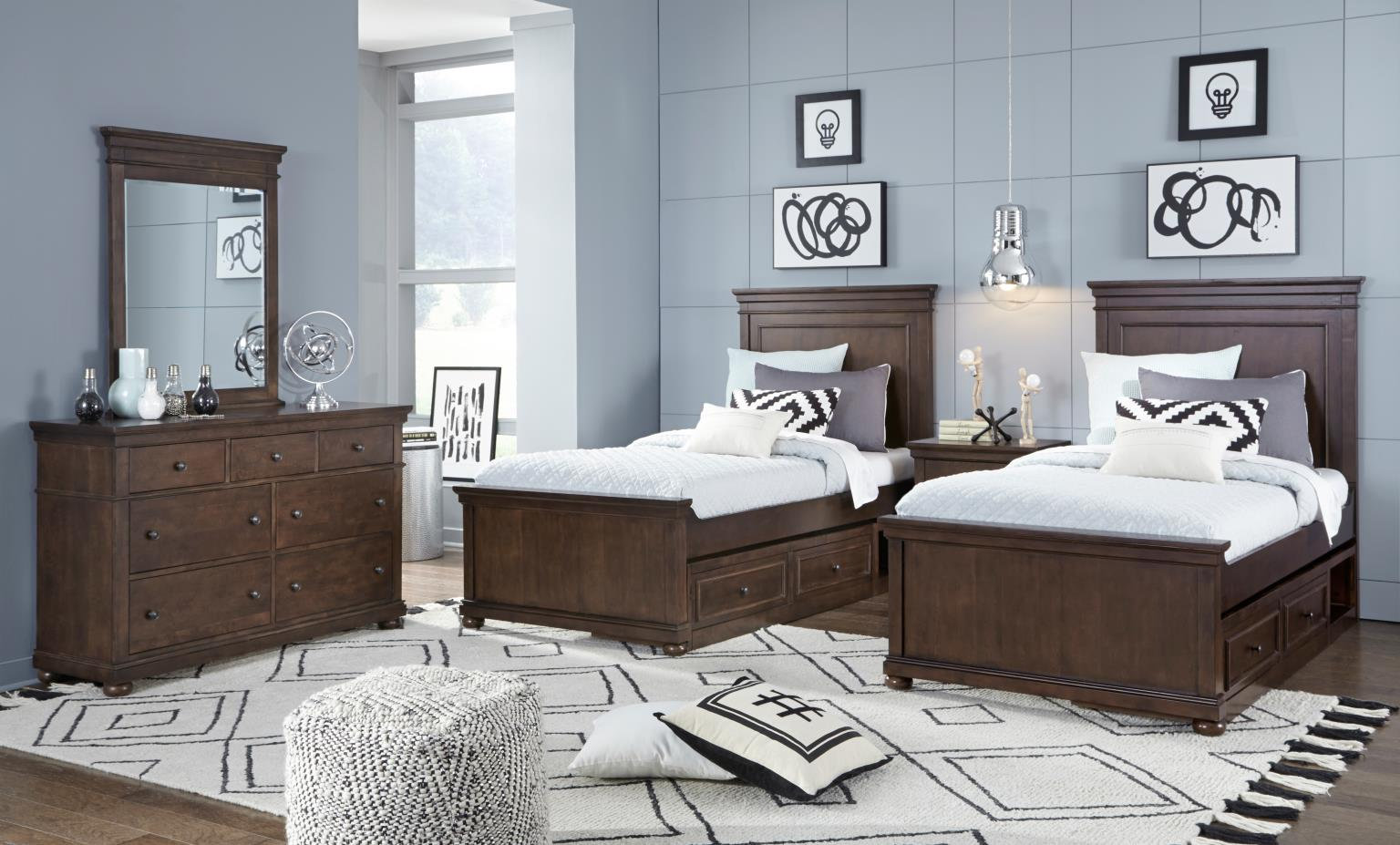 Jayden Complete Panel Bed, Twin, Brown
