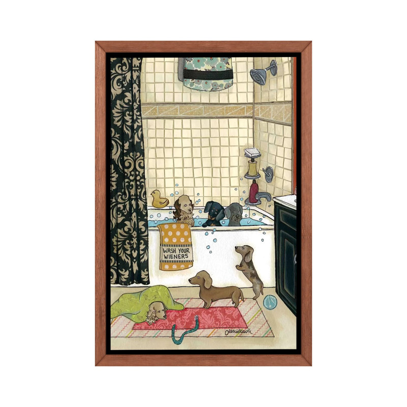 «Wash Your Viennaers» - impression, H 26 po x l 18 po x 1,5 po, Toile avec cadre en bois classique