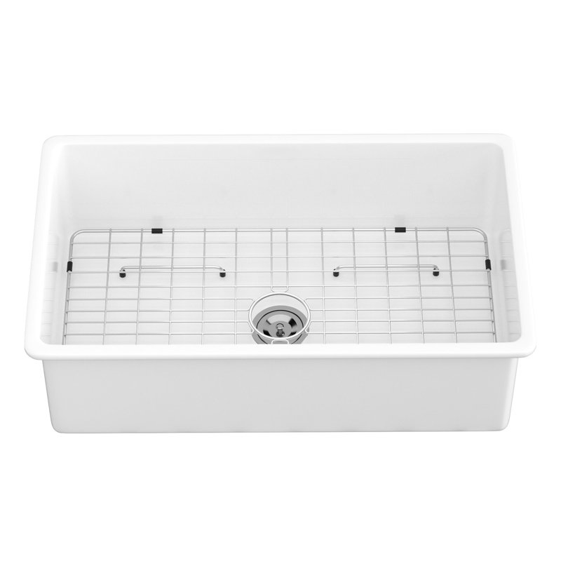 Ceramic Kitchen Sink 32" - Elegant White For Modern Decor Basin White, To Discoloration