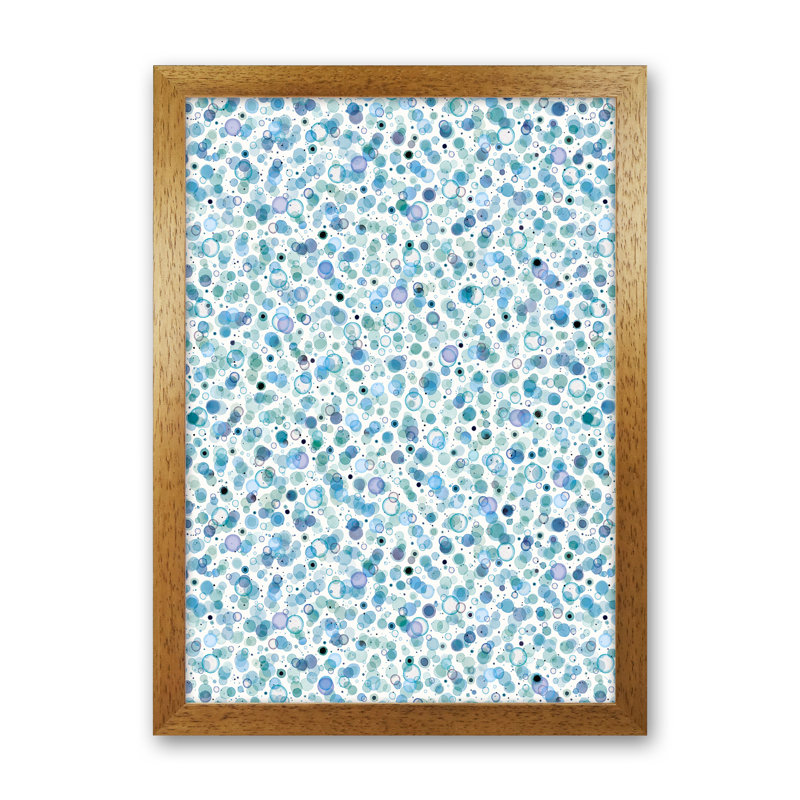 Cosmic Bubbles Blue - Print, 46cm H x 34cm W x 3cm D, Brown Framed