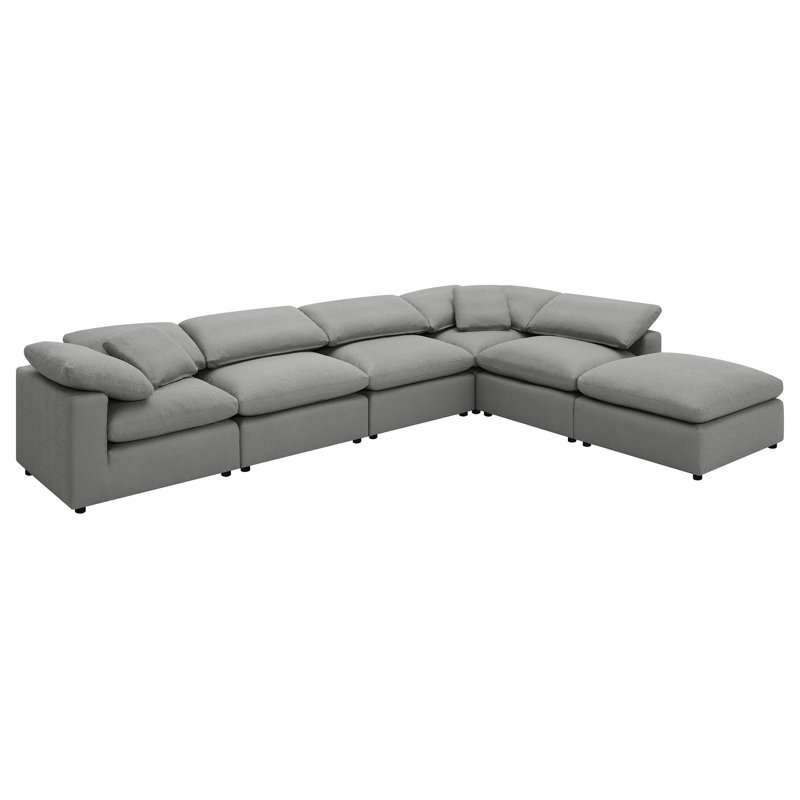 Canapé modulaire rembourré 6 pièces Boucle, Tissu gris