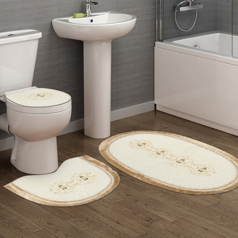 Ensemble de tapis de bain de luxe (3 pièces), 19,7 po x 23,6 po, 23,6 po x 39,4 po, 15,7 po x 19,7 po | 100% polyester, dessous antidérapant, antibactérien, lavable à la machine | Parfait pour un décor de salle de bain élégant