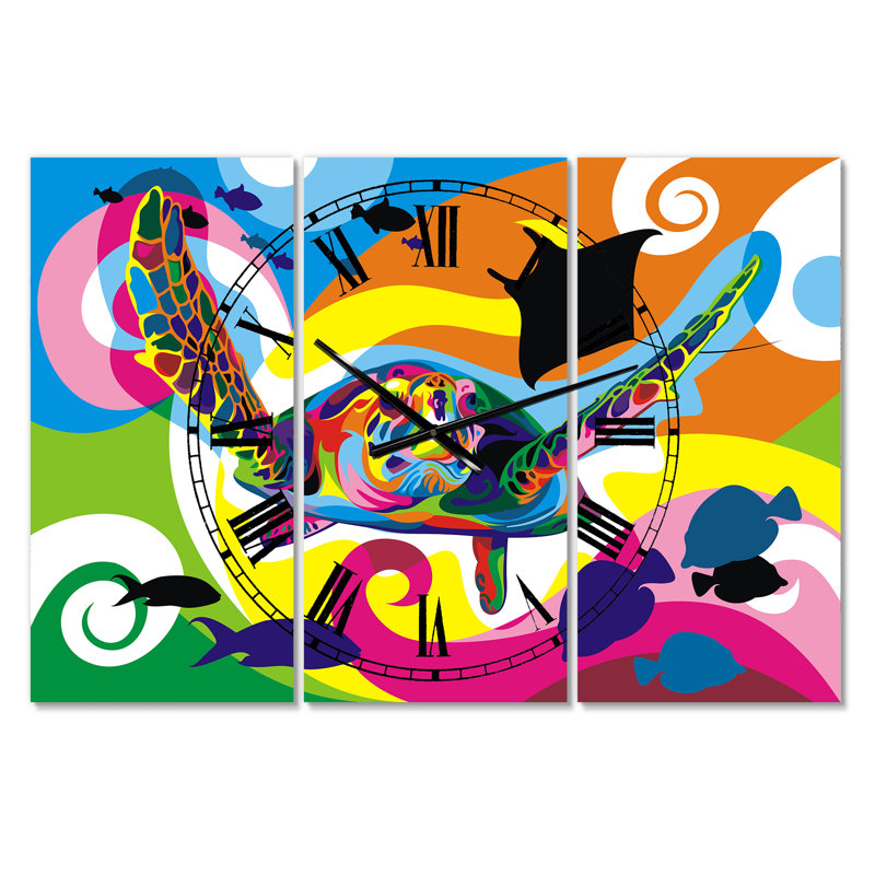 Underwater - Oversized Modern 3 Panels Wall Clock