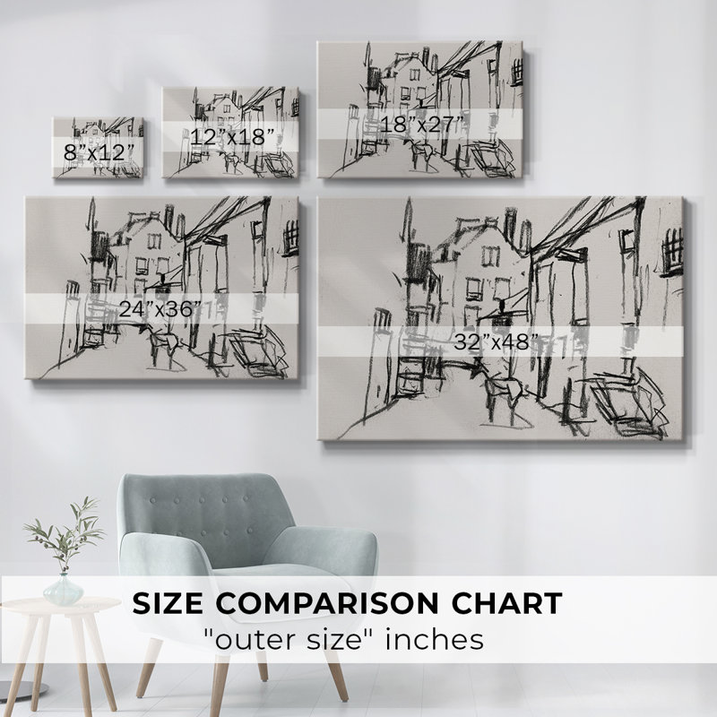 Toile tendue encadrée rétro avec croquis rétro, 41" H x 61" W x 1.5" D, Toile tendue