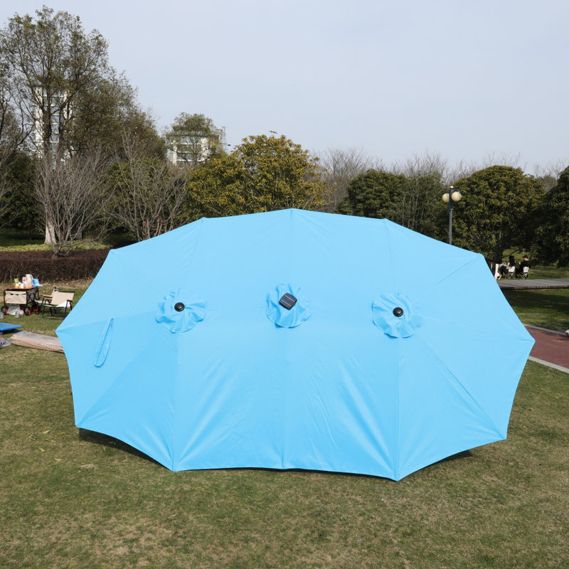 Parasol de météo rectangulaire avec - évent de jardin double 15 pi bleu