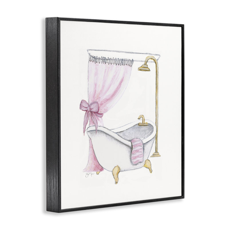 Giclée pour salle de bain Simple Glam, design par Janet Tava, H 14 po x l 11 po, Giclée encadrée noir minuit