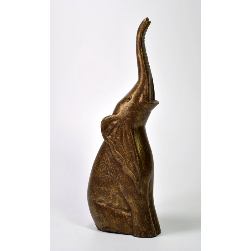 Elephant Antique Gold Sitting Stylized