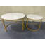 Ensemble de 2 tables basses gigognes 27,6 po, plateau de table rond en marbre et structure en métal robuste, tables d'appoint de table de bout pour le salon, la chambre et le balcon-134284388-134284392