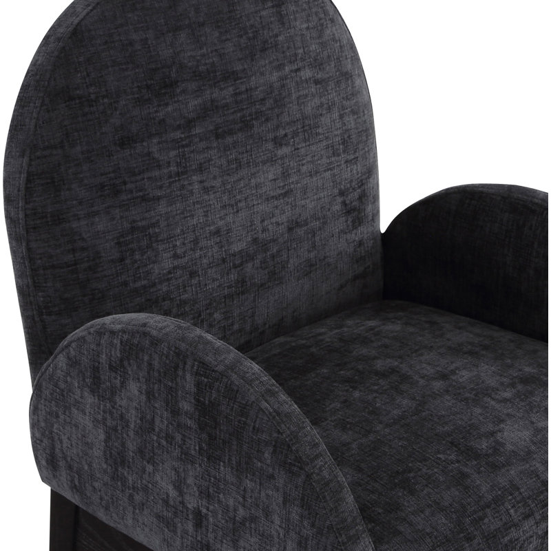 Waldorf 19.75'' H Upholstered Armchair, Black, Black Chenille