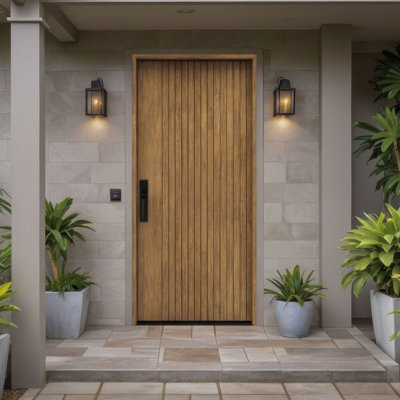 Porte à panneau 80 po Luvo Slab Only Acajou - Contemporain, moderne, brut