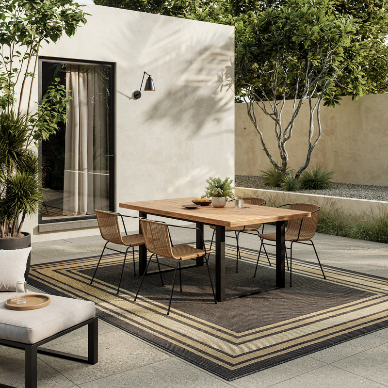 Tapis intérieur / extérieur moderne Horizon, Rectangle 9 pi x 12 pi, Gris anthracite