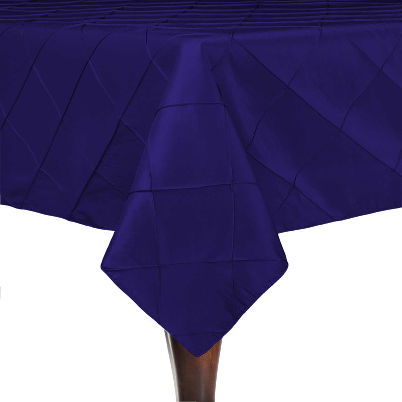Everly Quinn Embroidered Pintuck Taffeta Tablecloth Royal Blue, 1, 54" W x 96" L