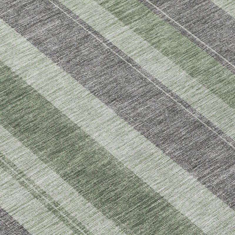 Machine Washable Indoor/Outdoor Xhevrie Green Rug, Runner 2'3" x 7'6"