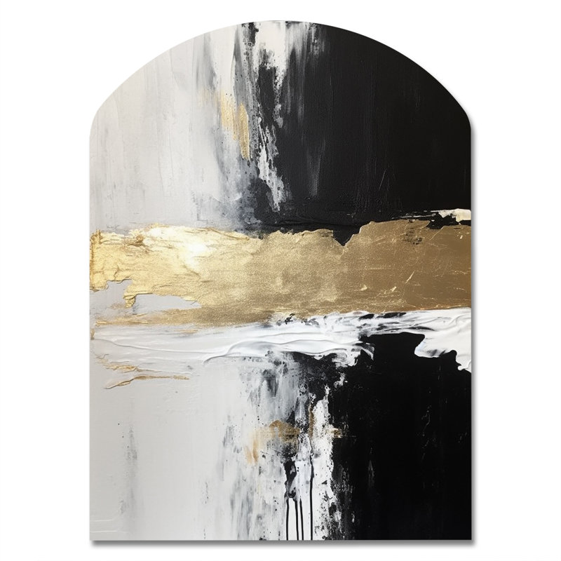 New Gold Balance VIII - Sculpture murale abstraite en métal - Forme d'arche, H 34 po x l 25 po
