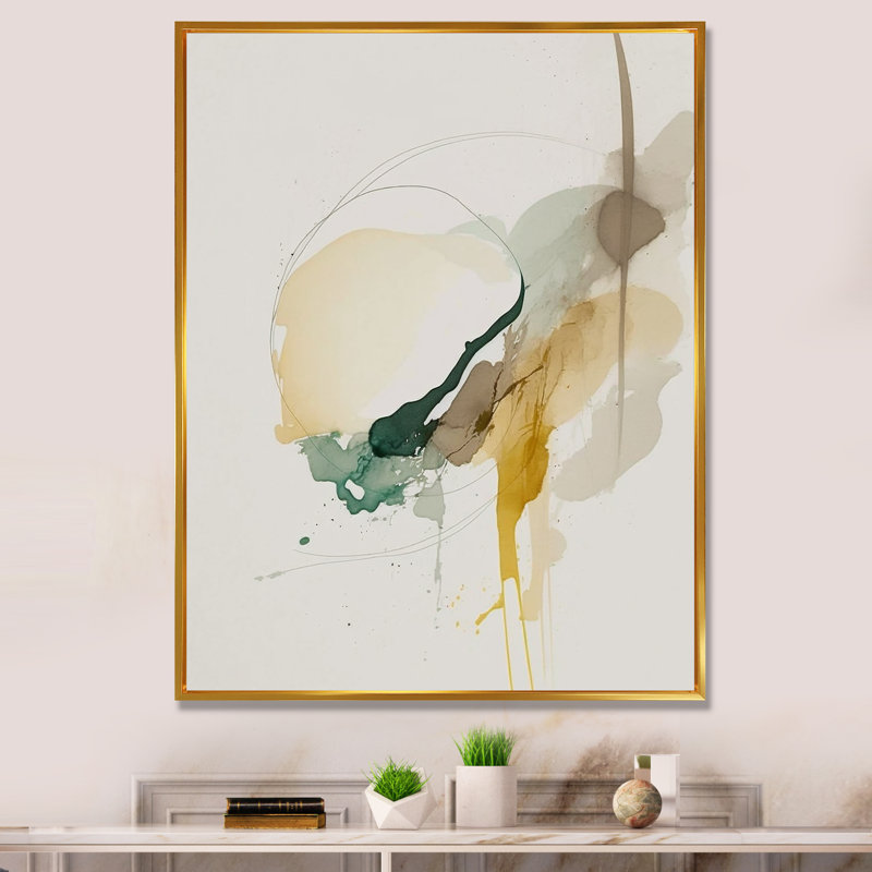 «Mustard Yellow Secrets I», reproduction sur toile, H 44 po x l 34 po x P 1,5 po, Toile avec cadre flottant or