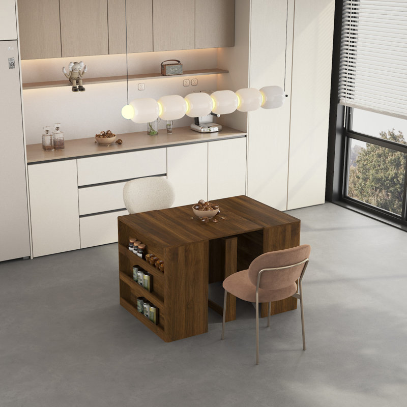 Table de salle à manger extensible pliable pour 1 à 10 personnes, console multifonctionnelle en bois extensible, Bois
