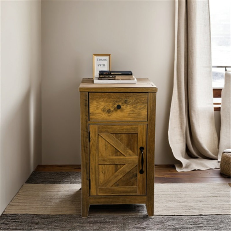 Table de bout de charme avec rangement polyvalent et fonction de charge, Brun antique