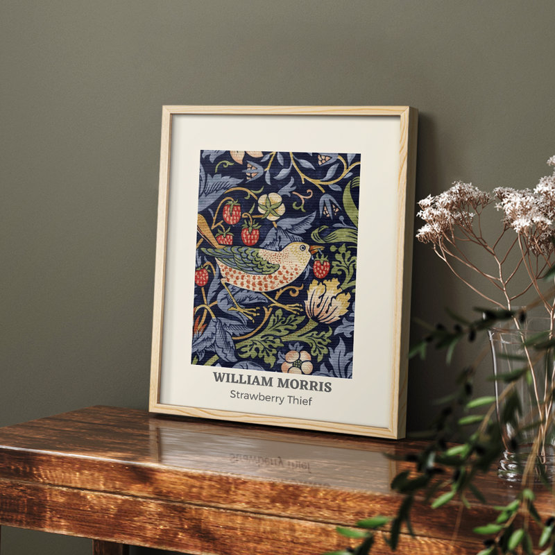 William Morris, reproduction encadrée XCV, H 14 po x l 11 po, Noir