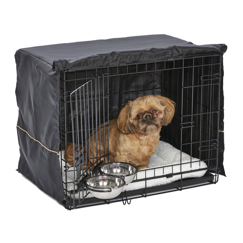 MidWest Homes for Pets iCrate Dog Crate Starter Kit / Includes Dog Crate, Bed, 2 Bowls, Crate Cover, 19" H x 24.5" W x 18" D