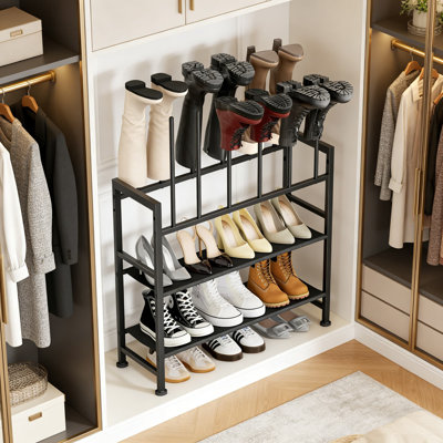 4-Tier Free Standing Boot Rack And Shoe Organizer - Heavy-Duty Metal Storage For Tall Boots, Sneakers & Footwear, Holds Up To 6 Pairs, Space-Saving Design For Closet, Entryway, Or Garage