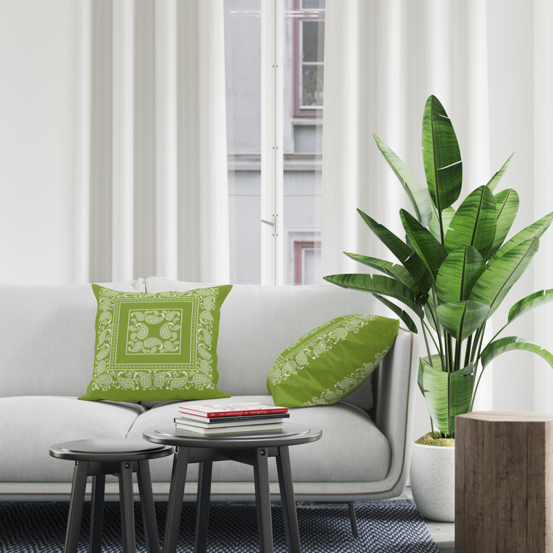 Housse et insert de coussin décoratif en polyester, L 15 po x H 15 po, Chartreuse