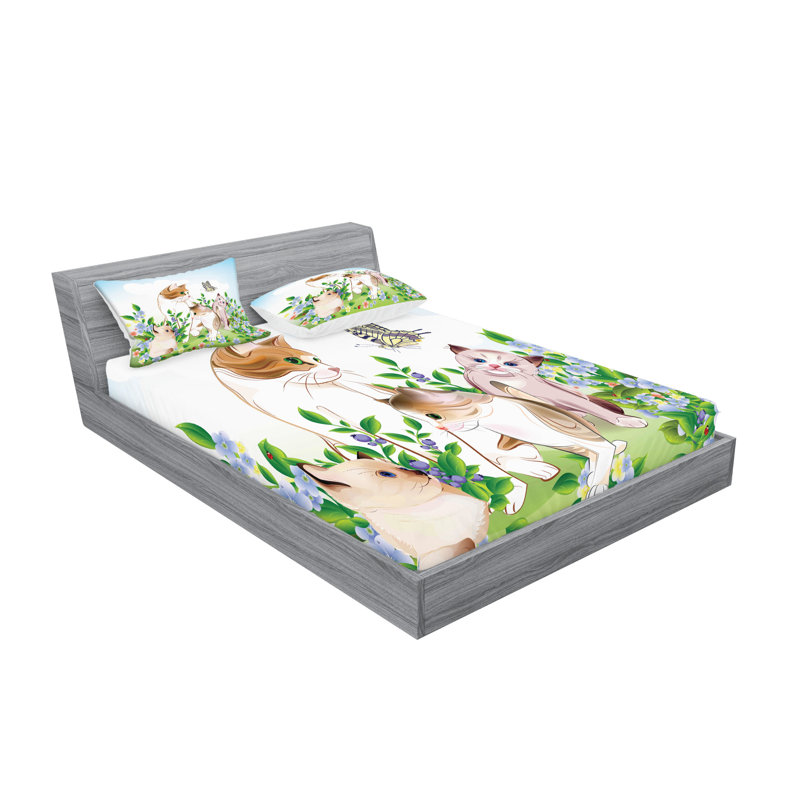 Multicolore drap-housse et coussin décoratif Ambesonne, Ensemble de draps pour très grand lit californien