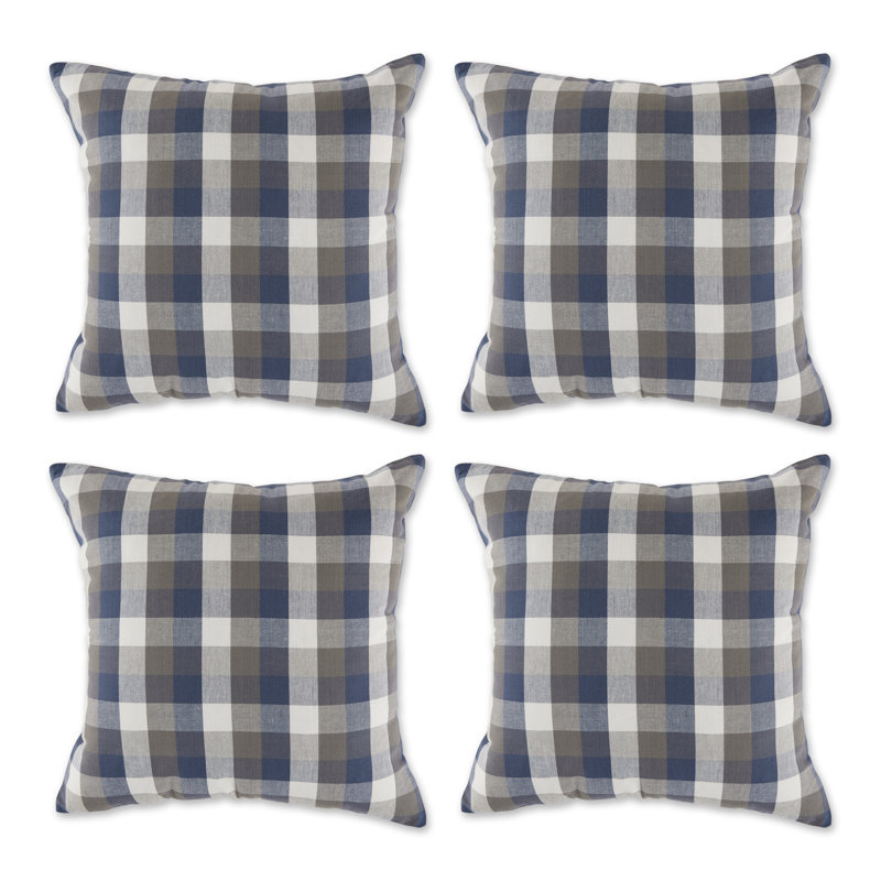Cotton Outdoor Reversible Pillow Cover, Blue