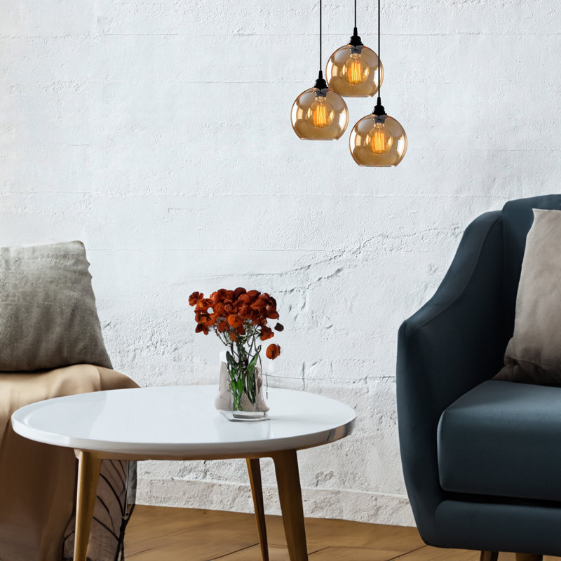 Lustre en globe Ingomar, Noir doré