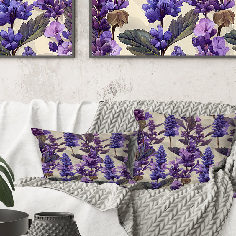 Coussin Lavender Fields II - Modern, H 16 po x l 16 po