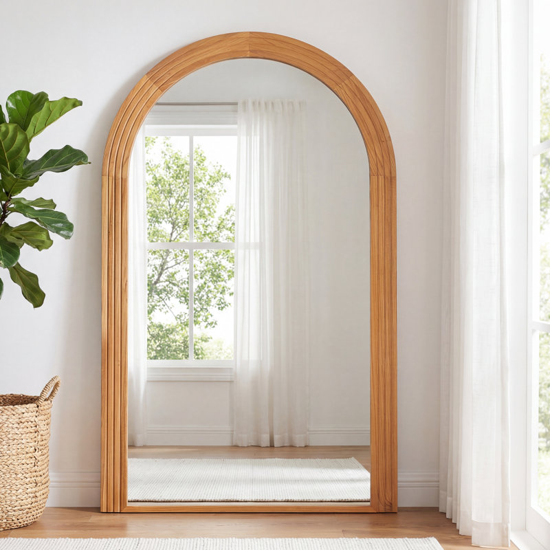 Miroir arqué en bois pleine longueur 71 po Burl