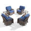 Ensemble de conversation pour patio en osier 6 pièces avec 4 chaises pivotantes et tables d'appoint-115887588-115887589