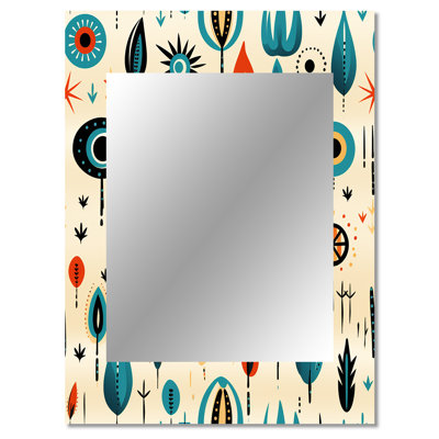 Aviyanah Nomadic Treasures Boho Pattern - Geometric  Wall Mirror, Modern Decorative Mirror, Printed Metal Art