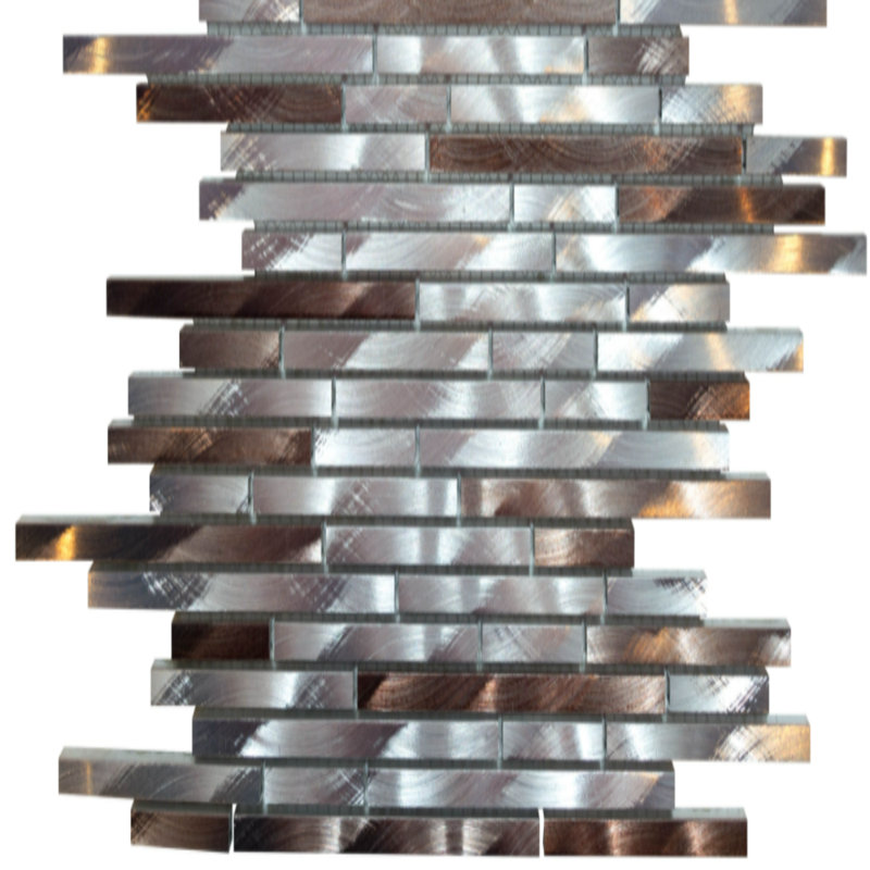 Victory 12" x 12" Metallic Sleek Linear Mosaic Wall Tile, Brown/Grigio