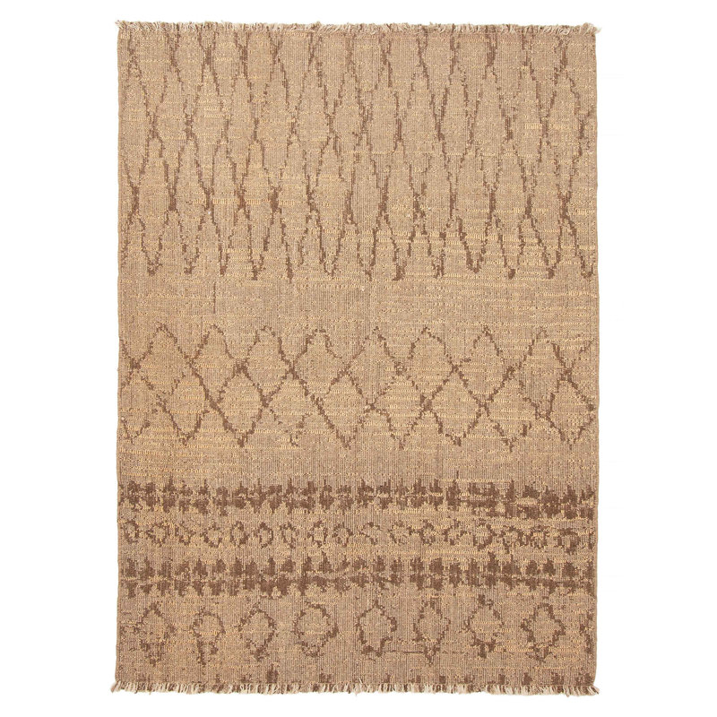 Tapis unique taupe en tapisserie kilim 4 pi 8 po x 6 pi 9 po Ankara
