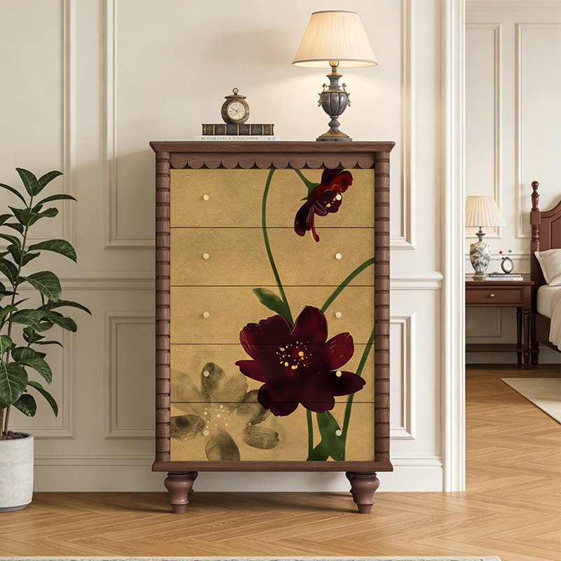 Mid-Century Solid Wood  Entryway  Chest, Brown