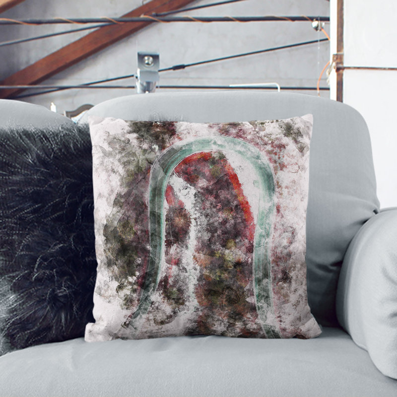 Forest Road in Alpe Di Siusi Italy Watercolour Cushion with Filling, 55cm H x 55cm W x 20cm D, White
