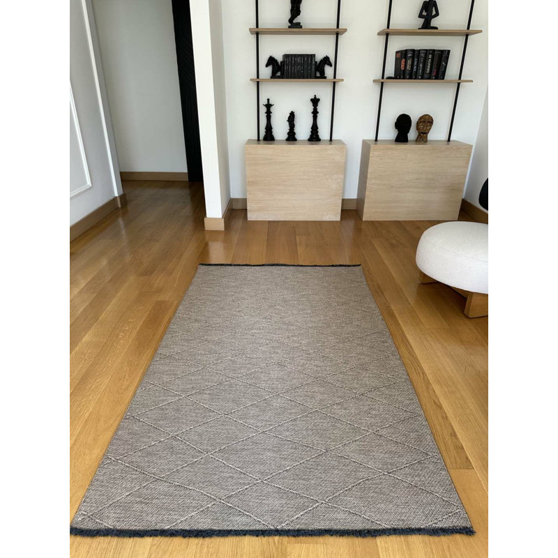 Tapis antidérapant en laine Laurim, Tapis de couloir 3 pi 11 po x 8 pi 2 po