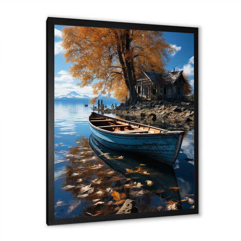 Blue Lakeside Hideaway II, Cadre simple noir, H 20 po x l 12 po x P 1 po