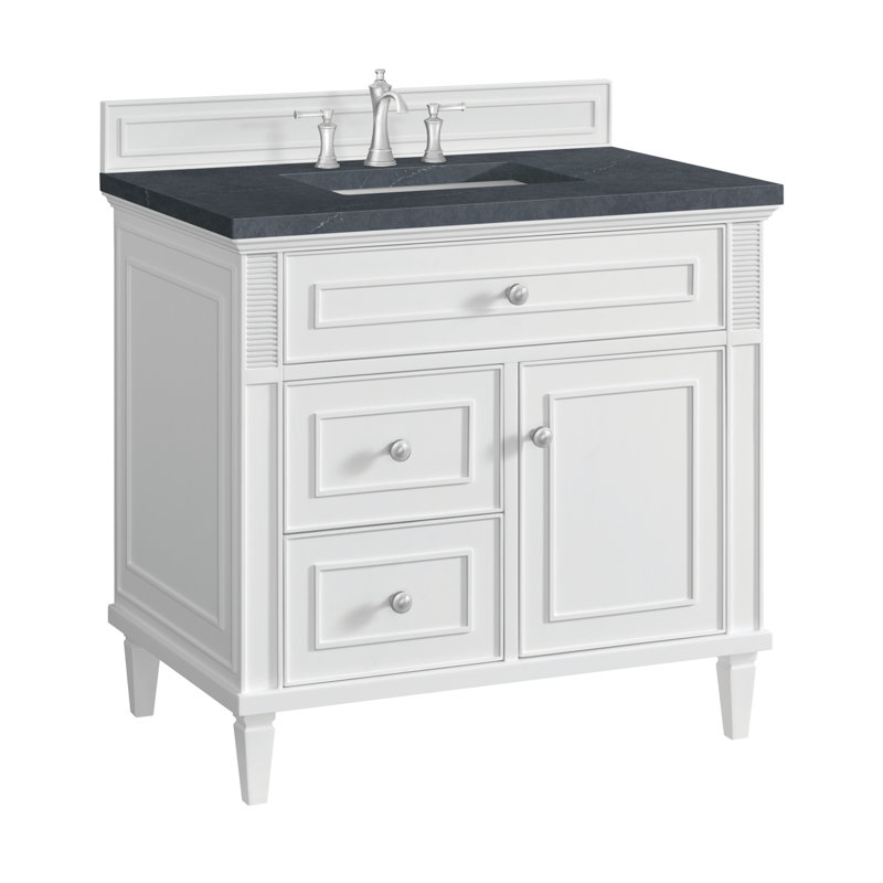 Lorelai 36'' W Single Vanity, Charcoal Soapstone, Bright White, 8" Widespread