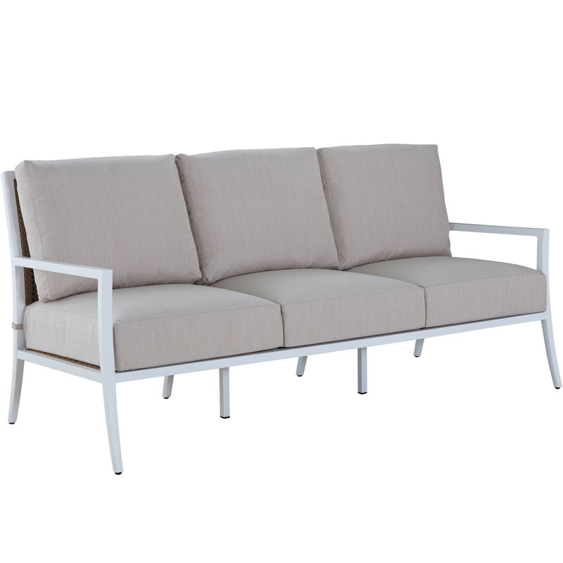 Bermuda Aluminum and Cane Sofa, Welt + Standard Fill, Availa Natural White, Chalk/Natural Cane