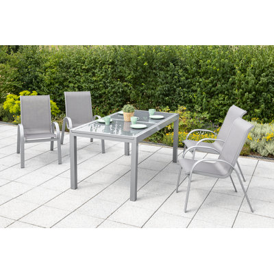 Ashmita 4 - Person Patio Dining Set with Extendable Rectangular Table