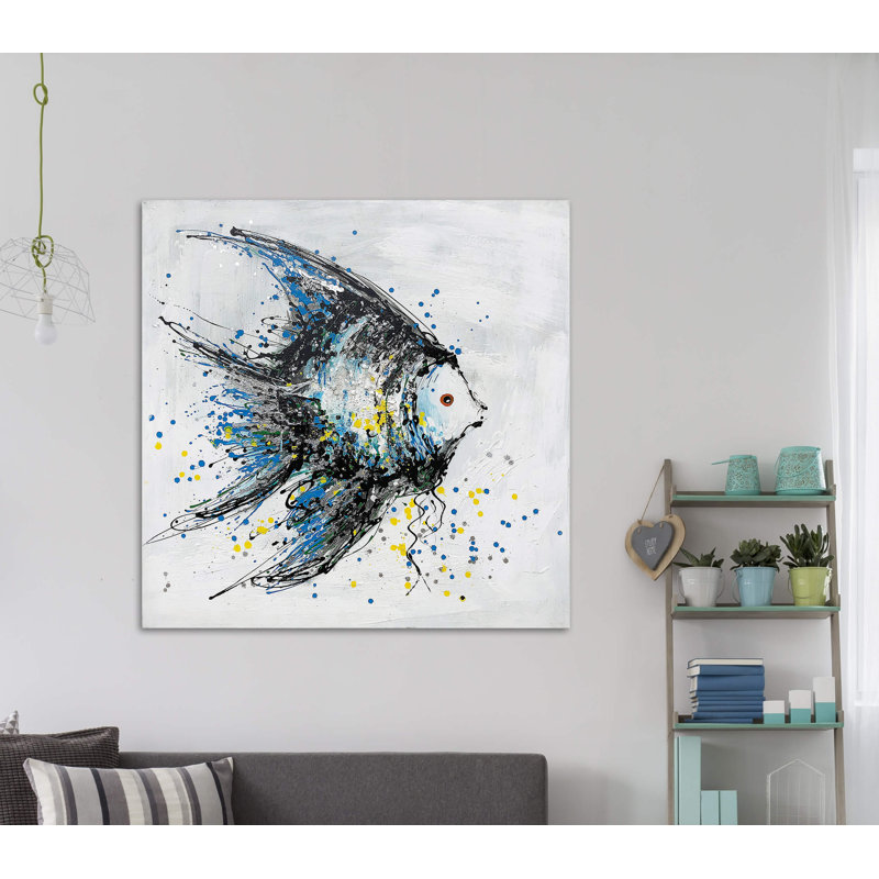Poisson - impression sur toile tendue, H 30 po x l 30 po x P 1,5 po