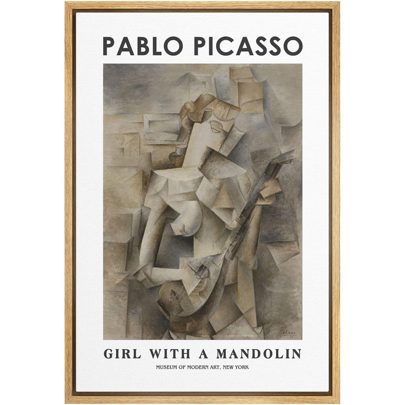 Fille avec une mandoline par Pablo Picasso, H 36 po x l 24 po x P 1,5 po, Naturel