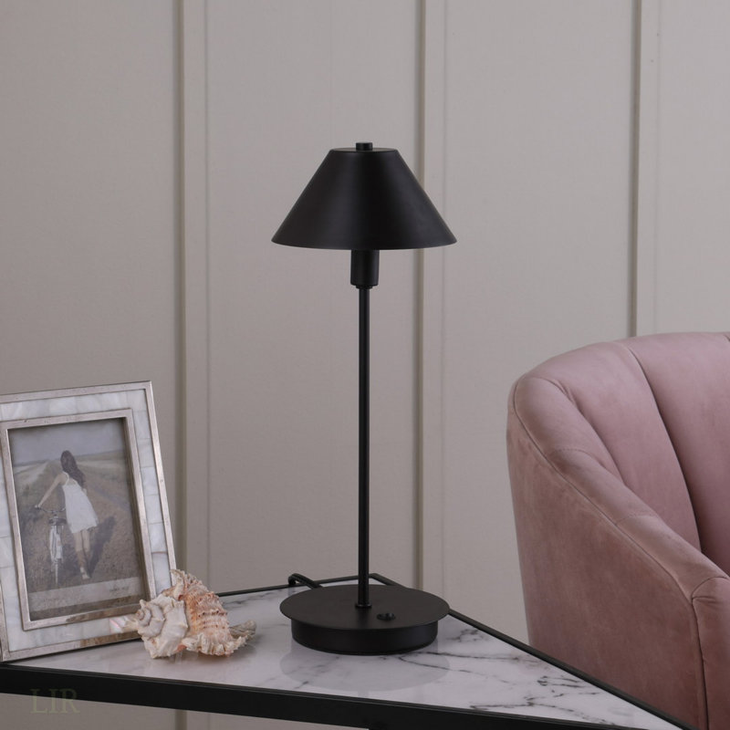 Lampe de table 17,5 "en poudre noire matte G-9 Rowan, Noir