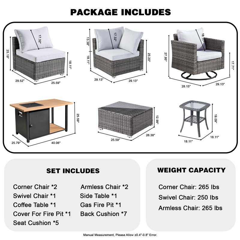 Quinte Premium All-Weather Wicker 5 - Person Patio Conversation Set with Cushions, Light Gray