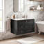 Meuble-lavabo mural en bois aggloméré 36 po à fermeture en douceur intégré avec tiroirs et lavabo simple en céramique à 3 trous 36 po-130833213