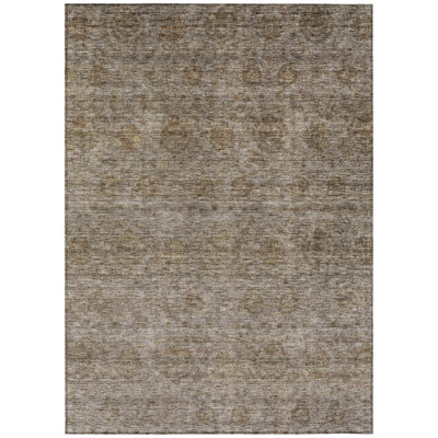 Glenra Brown Washable Indoor-Outdoor Rug - 