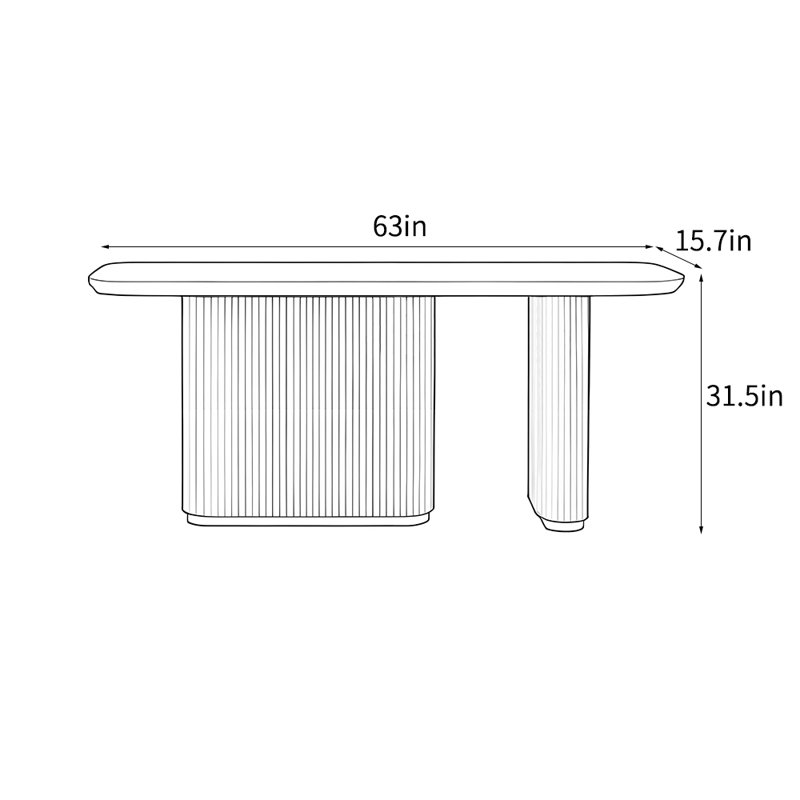 Console moderne et simple, Brun, H 31,5 po x l 63 po x P 15,7 po