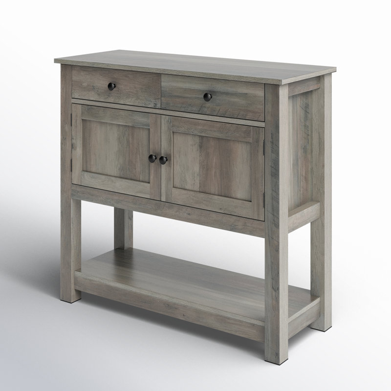 Mazelina Farmhouse 2-Door Cabinet with 2 Drawers Buffet Table for Kitchen